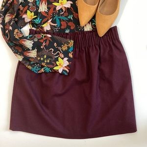 Burgundy J Crew Elastic Waist Skirt